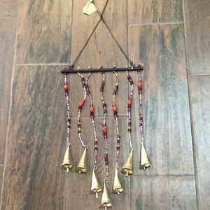Red Gold beaded bell wind chime from Bali NWT